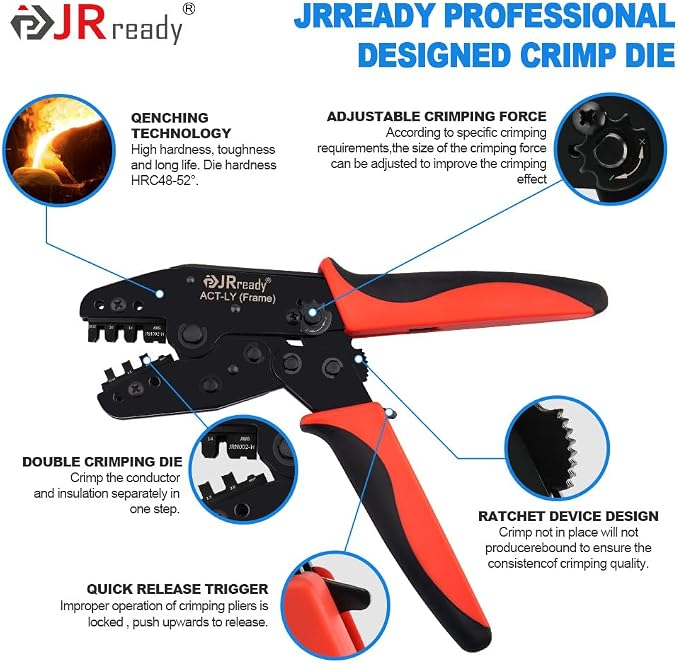 JRready ST6551 Molex .093” Crimp Tool Kit with Pins and Sockets 1189 Series 02091104/02092103 14-20AWG for Molex .093 Power Connector Upgraded Pin Removal Tool 2.36mm Diameter Contact 150Pairs