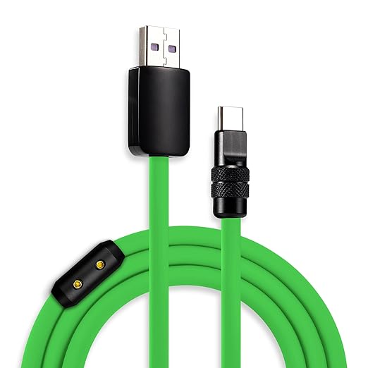 chubbycable Black Chubby Pro - Samurai Cable 120W USB-C Cable Silicone Fast Charging USB C Charger Cord Compatible with iPhone 17-15 Series iPad Galaxy Series, Green, USB-A to Type-C, 6.6FT