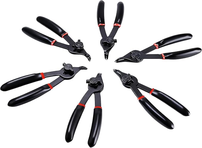 8MILELAKE 12pcs Snap Ring Plier Set, Internal & External Circlip Pliers Kit, Straight/Bent Jaw Tips for C-Clip Ring Remover