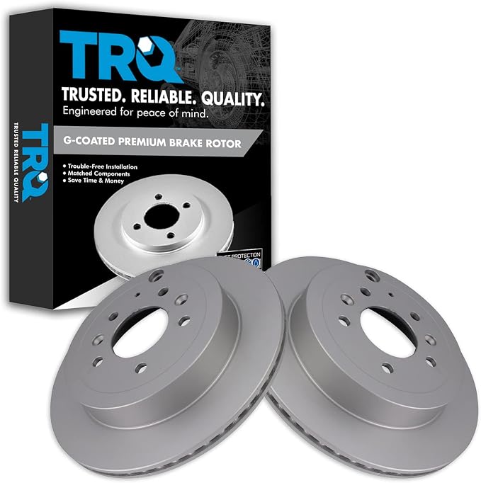 TRQ Rear Brake Rotor Set G Coated Vented Compatible with 2007-2012 Mazda CX-7