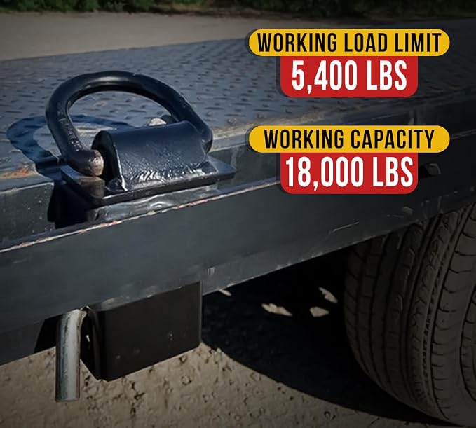 Mytee Products 6 Pack 5/8 Inch Stake Pocket D Rings, 18000 lbs | Heavy Duty Adjustable Trailer Stake Pocket Tie Down Utility for Flatbed Trucks & Trailer w/Hitch Pin, 4 Holes for Adjustment