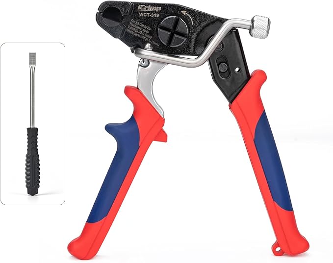 IWISS WCT-319 Stainless Steel Cable Tie Gun for Tensioning, Cutting, Removing Cable Ties up to 3/4'' Width, One Handed Bundling