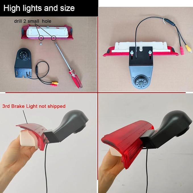 Top Mount Third Brake Light Lamp Reverse Camera Backup Camera Replacement for Chevrolet Express 1500 2500 3500 Chevy 1996-2002/GMC Savana 1500 2500 3500 Cargo Van 1996-2002
