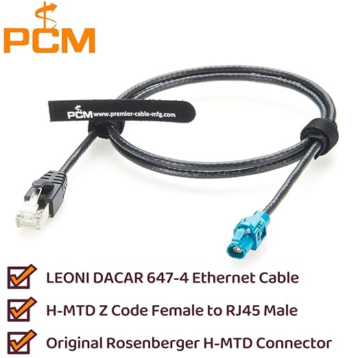 Rosenberger E6K10A-1BZZ5-Z H-MTD to RJ45 Cat6A Automotive Ethernet Cable 1Gbps 100/1000BASE-T1 Shielded Harness for ADAS, Infotainment, Car Camera, GPS Navigation, Vehicle Diagnostics(1M/3.28FT)