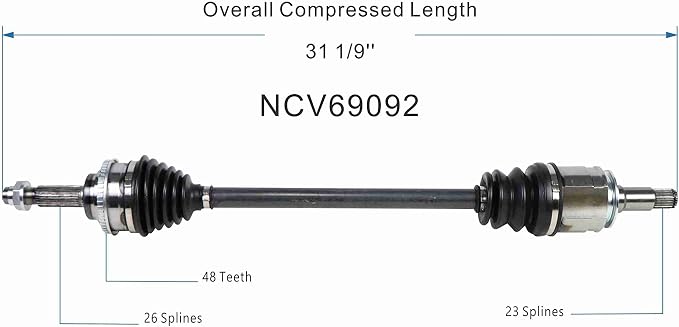 GSP NCV69092 CV Axle Assembly - Compatible with Select Lexus RX330, RX350; Toyota Highlander; Left or Right Rear