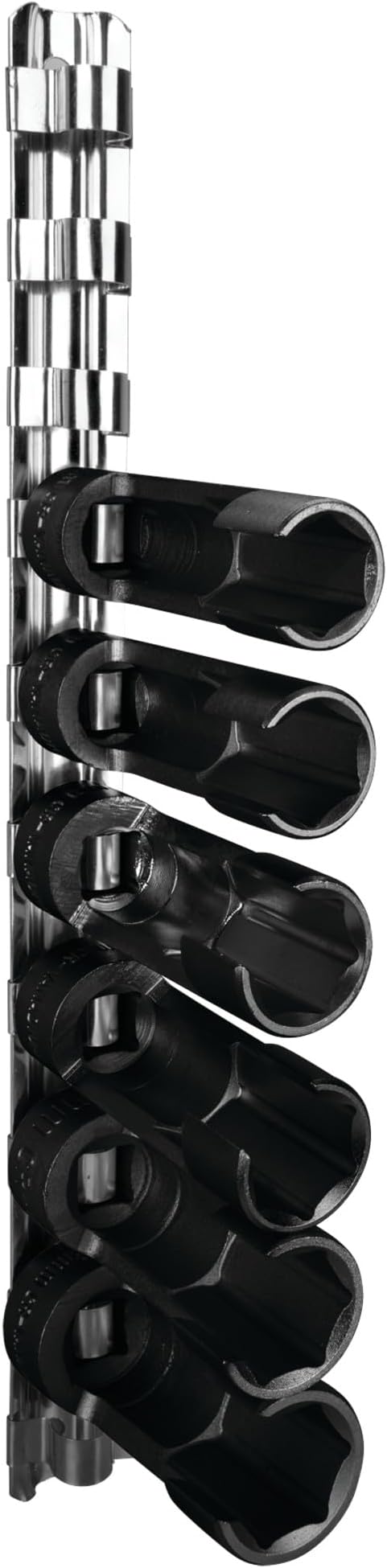 Performance Tool W84027 10 pc. 3/8-in. Dr. Flare Nut Socket Set for Tight Spaces: 10-19mm Sizes, Useful for Sensors, ABS, Master Cylinders, Chrome Vanadium Steel, Black Phosphorus Finish