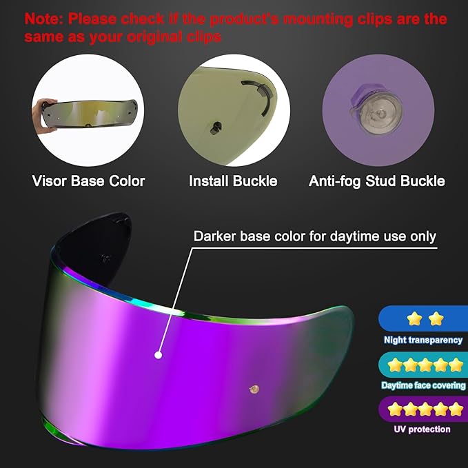 PSLER Sedici Strada 2 Visor - Sedici Strada 2 and Strada 3 Face Shield Motorcycle Helmet visor Accessories Replacement for LS2 FT2 VECTOR Sedici Strada 2 Strada 3 FF801 FF397,Deep Purple