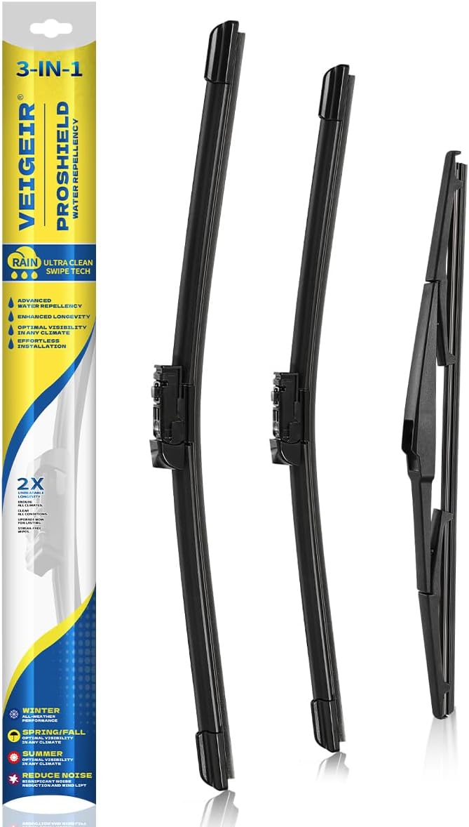 3 Pack Windshield Wiper Blades Compatible With Toyota Prius 2022 2021 2020 2019 2018 2017 2016 Automotive Replacement Front Rear Wiper Blades Set For My Car - 28" 16" 16"