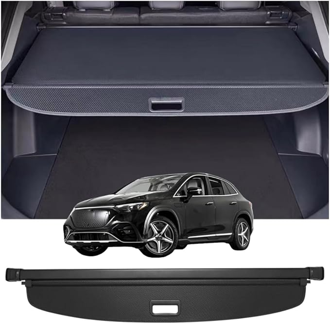 Retractable Cargo Cover Compatible with Mercedes Benz EQE 350 500 2023-2025 SUV Shield Security Shade Privacy Screen Tonneau Luggage Cargo Trunk Organizers (Carbon Fiber Texture)