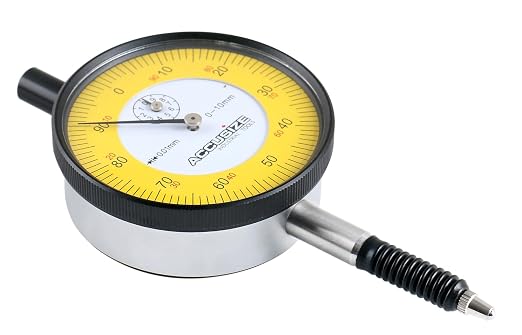 Accusize Industrial Tools 0-1mm x 0.01mm Plain Back IP54 Shockproof Metric Dial Indicator Premium Grade, P900-S002