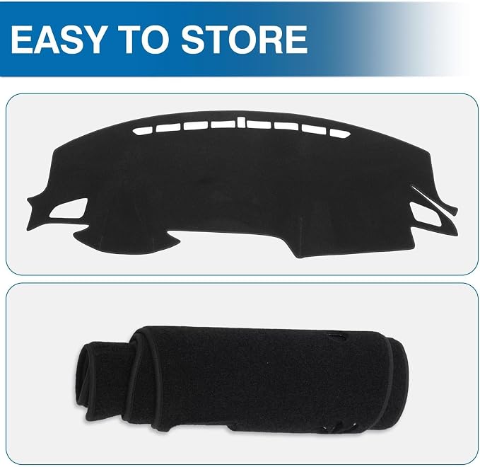 KUST Black Dash Cover Mat for Honda Civic 2016-2021 (Hatchback/Sedan/Coupe) Polyester Non-Slip Dashboard Cover Interior for Civic Accessories Sunshade Windshield Glare