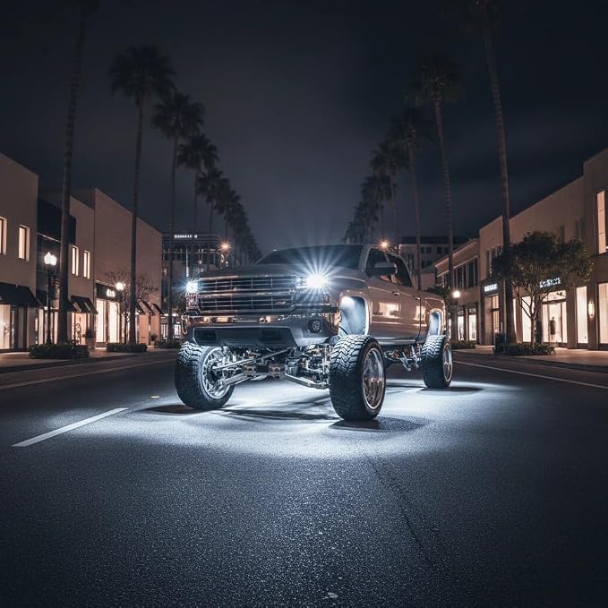 YONEDA 4 Pods White Rock Lights 6000K 3LED Bright LED Underglow Lights IP68 Waterproof for Trucks SUV UTV ATV RZR Car Boats Pickup Motorcycle