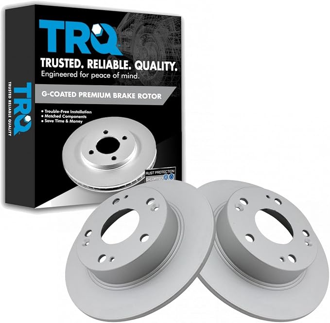 TRQ Rear Brake Rotor Set G Coated Solid Compatible with 2003-2007 Honda Accord 2004-2008 Acura TSX