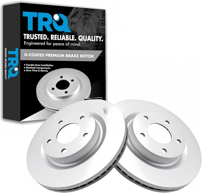TRQ Front Brake Rotor Set G Coated Vented Compatible with 2007-2024 Nissan Altima