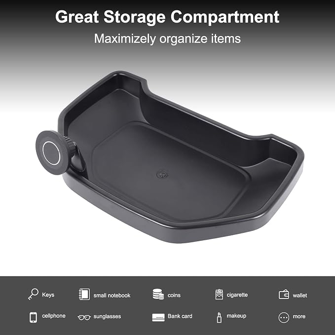 Fit for Toyota Tundra 2007-2021 Car Dash Center Console Table Storage Tray,Instrument Organizer ABS Black Materials Anti-Slip Backing Accessories (with C Style Mobile Phone Holder)