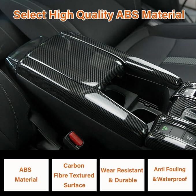 Carbon Fiber Style Center Armrest Box Cover Console Box Storage Box Trim Covers Compatible with Honda Civic 10th Generation 2016 2017 2018 2019 2020 2021 Auto Interior Accessories (3Pcs)