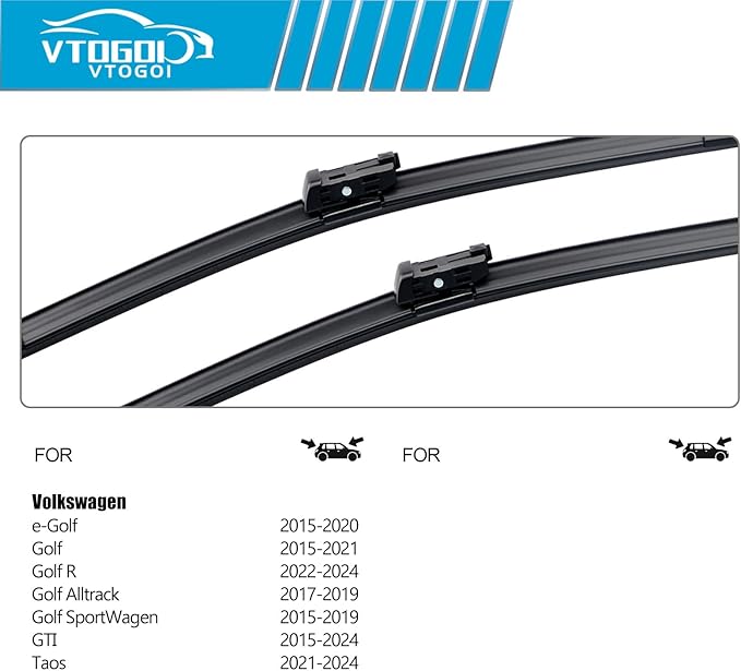 OEM Windshield Wiper Blades Replacement for Golf 2015 2016 2017 2018 2019 2020 2021 Golf R 2022-2024, All Weather Original Factory Quality Front & Rear Wipers Set 26"+18"+11" (Pack of 3)
