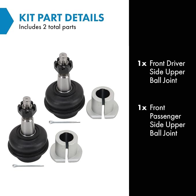 TRQ Front Upper Driver and Passenger Side Ball Joint Set Compatible with 2020-2023 Jeep Gladiator 2018-2023 Wrangler
