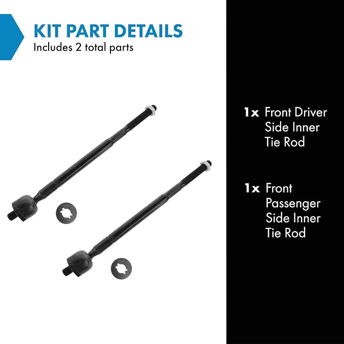 TRQ Front Inner Tie Rod Set 2 Piece Compatible with 1998-2002 Chevrolet Prizm 93-97 Geo Prizm 93-02 Toyota Corolla 96-00 RAV4
