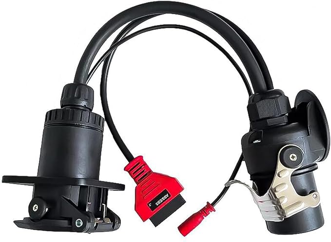 ISO 7638 7pin (EBS/ABS) Adapter, Trailer and Truck Diagnostic Cable for Autocom Trailer Diagnostic, for Texas, for Bosch and for Knorr Bremse Heavy Duty OBD2 Truck Scanner Support K-Line, Can, Can 5V