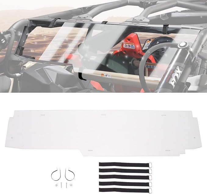 HAKA TOUGH Rear Windshield for Can Am Maverick X3 Accessories 2017-2024, Heavy Duty Clear Back Window Rear Windscreen for Can Am Maverick X3 Max 17-24, Standard 3/16 Poly 250x stronger Than Glass