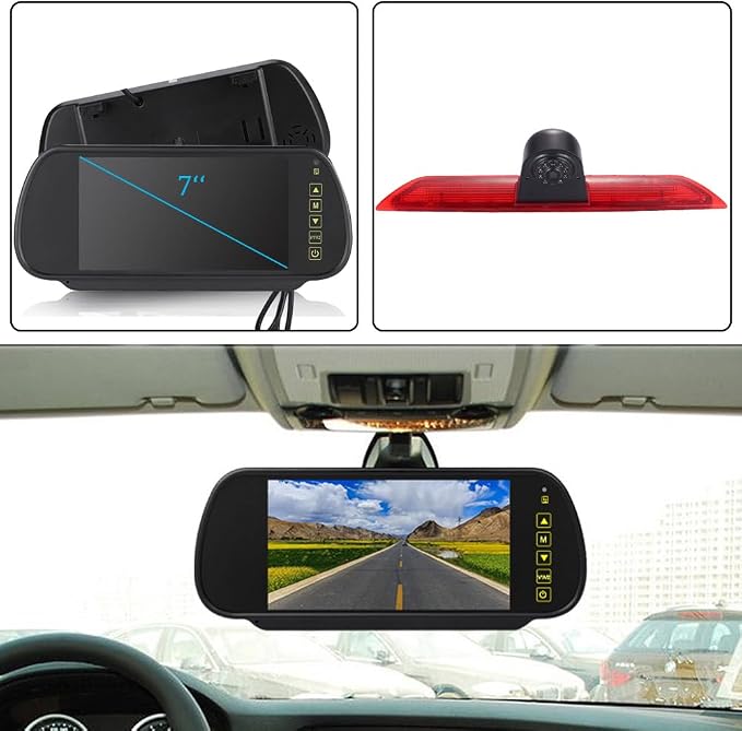 Third 3rd Brake Light Backup Parking Camera with 7 inch Rear View Mirror Monitor Replacement for Ford Transit tourneo Custom Jumbo Kasten V363 F150 F250 F350 V636 MK8 2012-2020