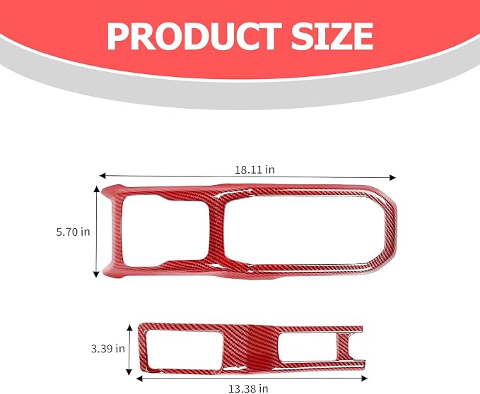 Red Carbon Fiber Shift Panel Cover for Jeep Wrangler JL JLU & Gladiator JT, 2PCS Cup Holder Trim Interior Accessories Compatible with 2018-2024 Models