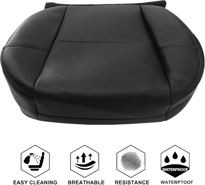 NLQR Front Both Sides Bottom & Back Replacement Seat Covers Black Perforated Microfiber Leather Compatible with Cadillac Escalade 2007 2008 2009 2010 2011 2012 2013 2014