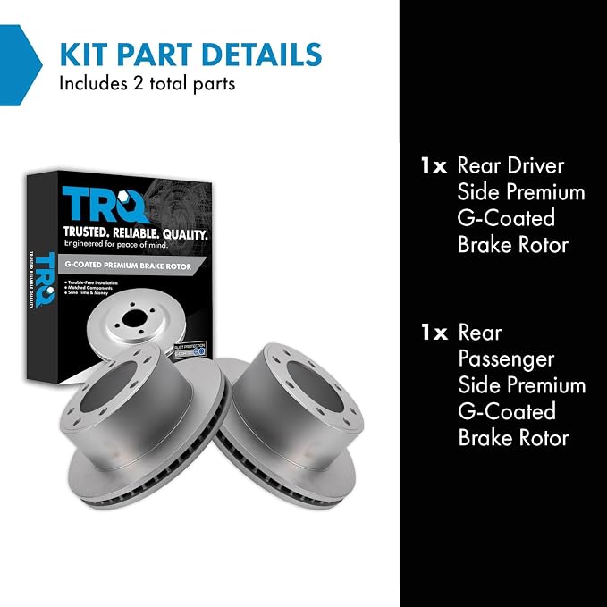 TRQ Rear Brake Rotor Set G Coated Vented Compatible with 2005-2012 Ford F-250 Super Duty 2005-2012 F-350 Super Duty