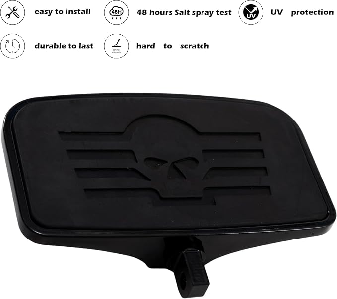 Kinglemc Rear Passenger Footpeg Passenger Peg Floorboard Footboard for Harley Dyna Electra Glide Road Electra RoadKing Fatboy Sportster 883 1200 Sportsters Dynas Softails V-Rod (Skull 7.9*4.5", Black)