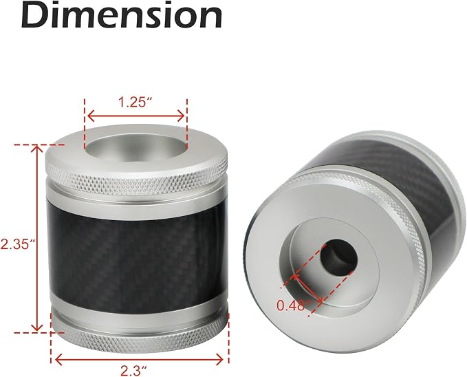 Crash Bar Sliders End Caps CNC Carbon Fiber Inlay Decorative Sliders Fits for 1.25" Front Engine Guard Rear Saddlebag Guard CNC 60mm (Silver)