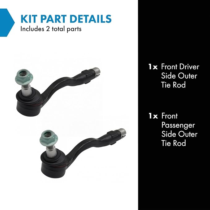 TRQ Outer Driver and Passenger Side Tie Rod Set 2 Piece Compatible with 2011-2017 BMW X3, 2015-2018 BMW X4