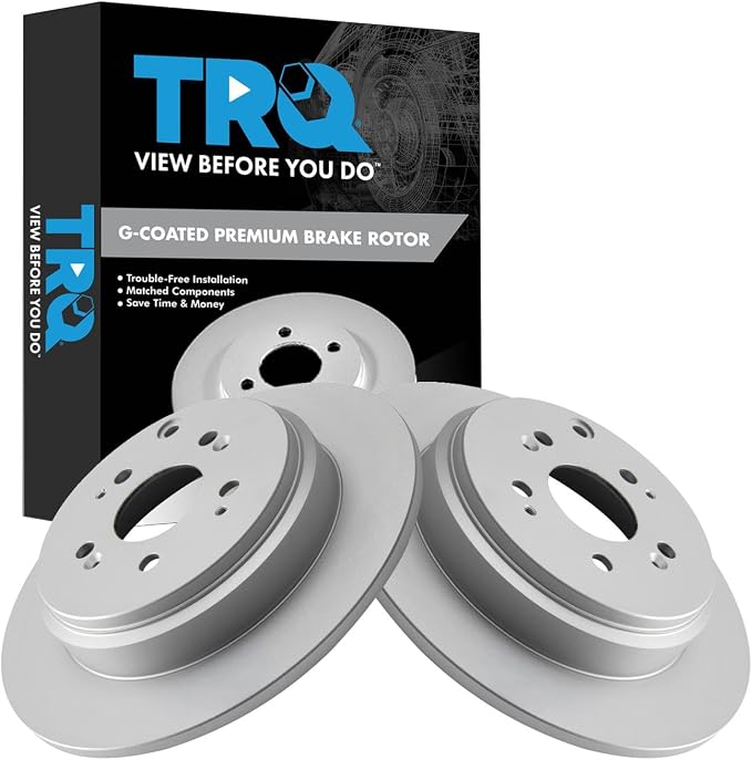 TRQ Rear Brake Rotor Set G Coated Solid Compatible with 2007-2013 Acura MDX 2010-2013 ZDX 2011-2017 Honda Odyssey 2009-2015 Pilot