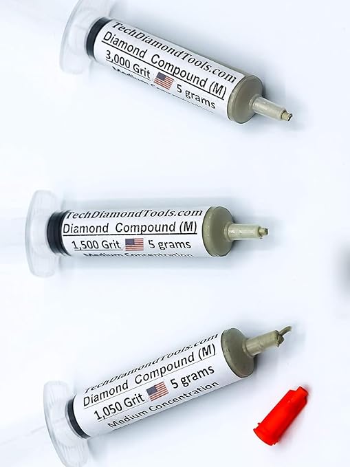 TechDiamondTools Kit of 3 Diamond Polishing Compound Polishing Paste USA Made 1050 1500 3000 Grit for Marble Glass Metal Rock Jewelry Resin Silver Gemstone with 25% of Diamond Powder