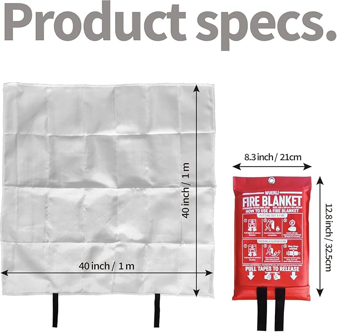 Fire Blanket for Home and Kitchen,40" x 40",8 Pack,Emergency Fire Blanket