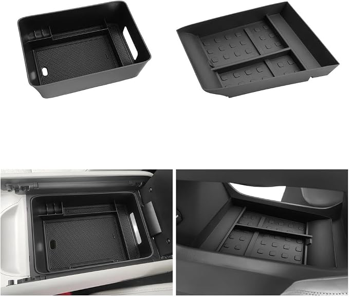 LUWU 2025 2026 Santa Fe Accessories for 2024 2025 2026 Hyundai Santa Fe SE/SEL/XRT/Limited/Calligraphy Accessories Lower Center Console Organizer, Armrest Console Tray Storage Box Black 2-Pack