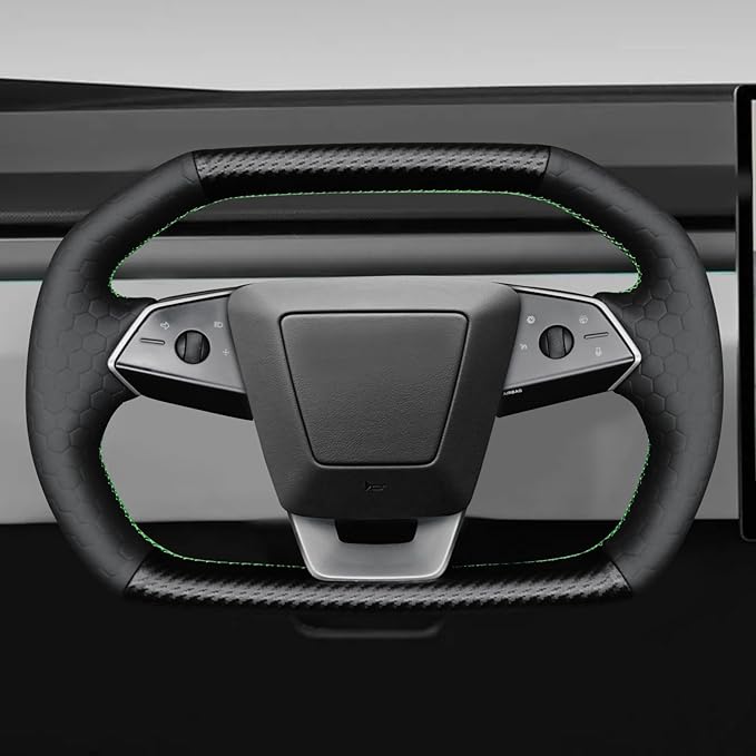 MEWANT Steering Wheel Cover for Tesla Cybertruck 2023-2025 Hand-Stitched Steering Wheel Wrap Tesla Cybertruck Accessories