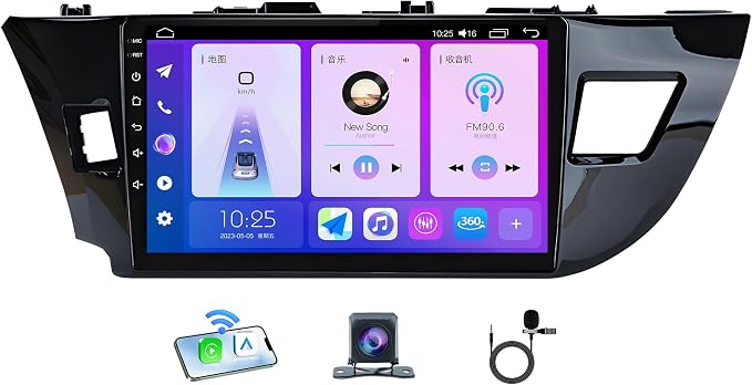 Car Radio for Toyota Corolla 2014-2016: Upgrade Android 13 Head Unit with 1280 * 800 HD Touchscreen Stereo Carplay Android Auto 5G WiFi Bluetooth 1080P Backup Camera GPS FM