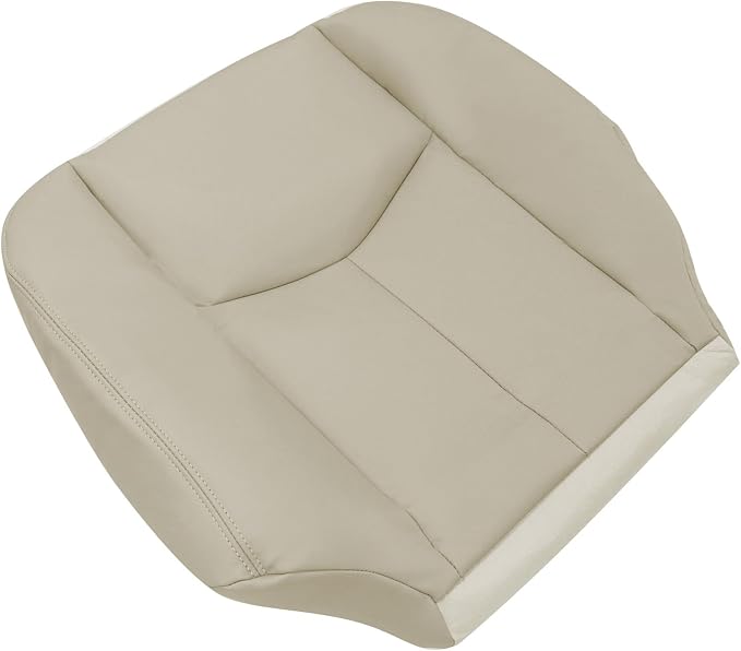 Driver and Passenger Side Bottom and Top Lean Back Leather Seat Covers Light Neutral Tan #522 or 52i Compatible with Chevy Avalanche Tahoe Suburban GMC Yukon XL 2003 2004 2005 2006