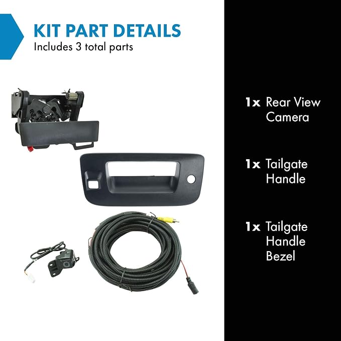 TRQ Rear View Camera Kit Black Compatible with 2007-2013 Chevrolet Silverado 1500 2007-2014 Silverado 2500 HD 3500 HD GMC Sierra 1500 Sierra 2500 3500