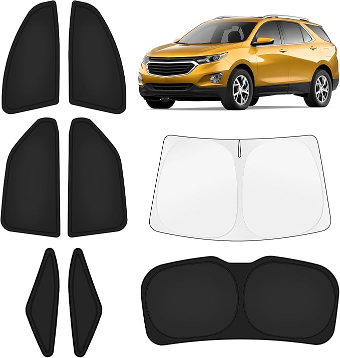 KUST Car Window Shades for Chevy Equinox 2018-2024 Windshield Sun Shade Side Window Cover UV Block Privacy Protection Equinox Accessories for Camping Blackout Rear Back Full Set 8PCS