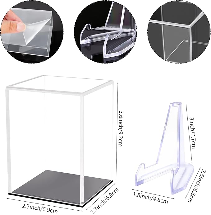 Hooqict Championship Ring Display Case Clear Acrylic Ring Case Display Box UV Protected with Base for Sports Baseball Softball Football Single Ring Coin Holder Stand
