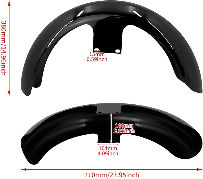 Front Fender 19'' 21'' 23'' Wheel Wrap Fit For Harley Touring Street Glide Road King Electra Glide Baggers (120/R19 Gloss Black)
