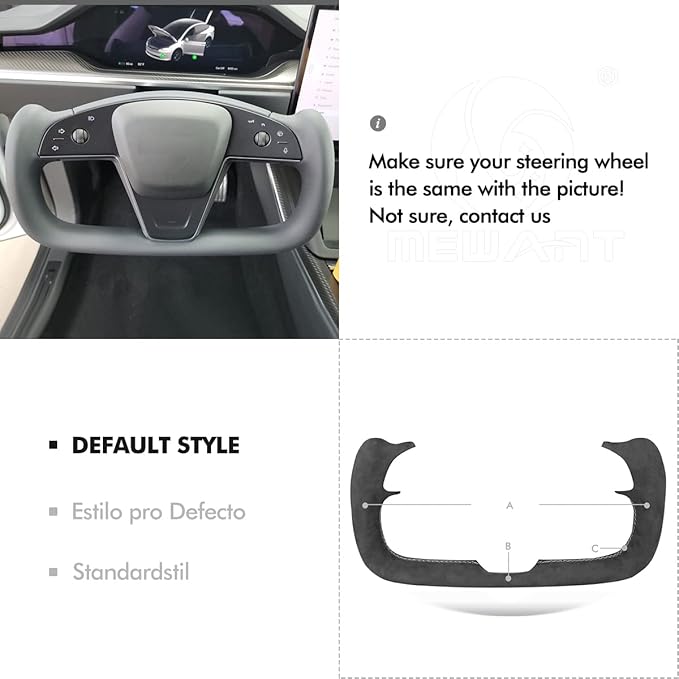 MEWANT Hand Stitch Dark Gray 9002 Athsuede Steering Wheel Cover Wrap for Tesla Model S Yoke 2021-2023 Model X 2021-2023