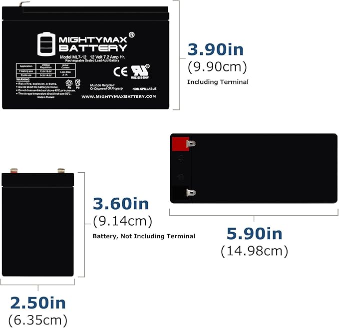Mighty Max Battery 12V 7Ah SLA Battery Replacement for Ride on Razor Scooter