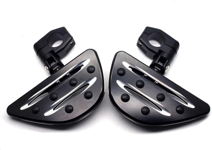 MZS 1.25" Highway Pegs, Motorcycle Highway Foot Pegs Short Adjustable CNC Aluminum Compatible with Road Glide King Softail Electra Street Glide Sportster Vulcan Chief Boulevard for 1 1/4 Engine Guard