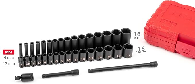 TEKTON 1/4 Inch Drive Impact Socket Set, 35-Piece | SID90402