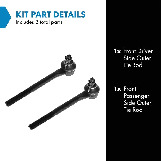TRQ Front Outer Tie Rod Set 2 Piece Compatible with 1998-2005 Chevrolet Blazer 98-04 S10 98-01 GMC Jimmy 98-04 Sonoma 98-00 Isuzu Hombre 99-01 Oldsmobile Bravada