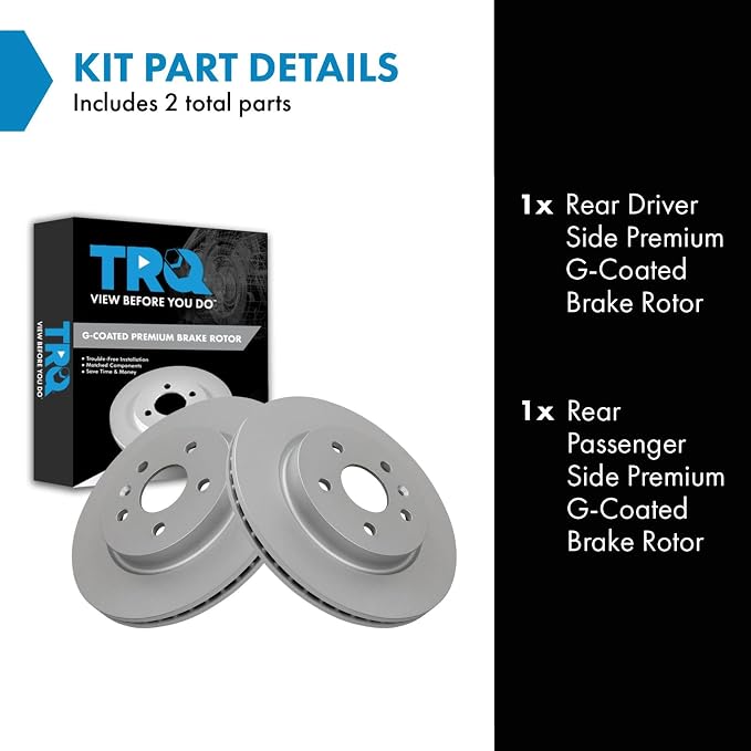 TRQ Rear G-Coated Brake Rotor LH RH Kit Pair Set of 2 for GM New