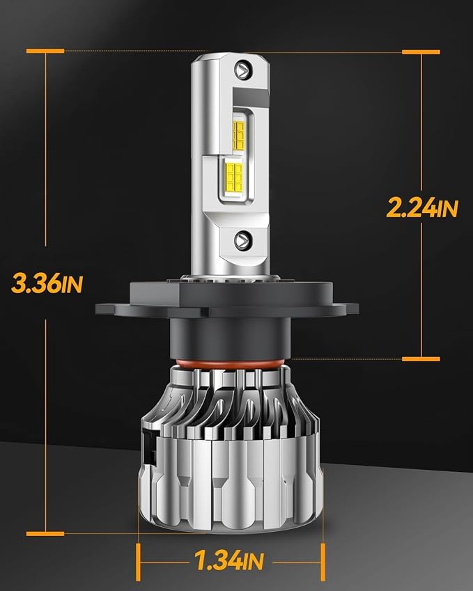 SEALIGHT 70000LM Super Bright H4 Bulbs, 6500K Cool White Fog Bulbs, 70000+ Hours Lifespan Powersport Bulbs with 15000RPM Cooling Fan, Plug-N-Play, Pack of 2